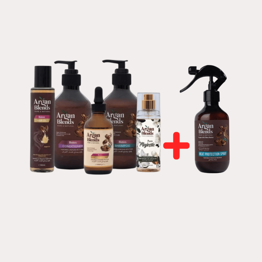 طقم مجموعة البوتوكس (شامبو - بلسم - زيت - سيروم - عطر) مع بخاخ الحماية من الحرارة