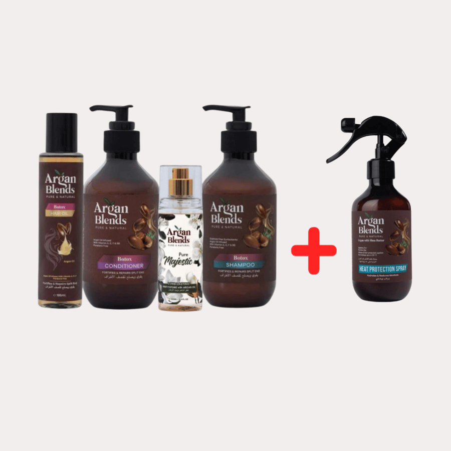 طقم مجموعة البوتوكس (شامبو - بلسم - زيت - عطر) مع بخاخ الحماية من الحرارة
