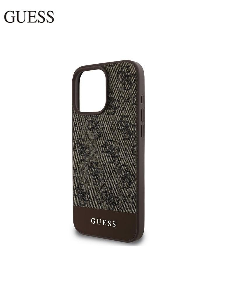 جراب ايفون 16 برو ماكس من Guess - تصميم يحمل شعار 4G غوتشي جلدPU - بني