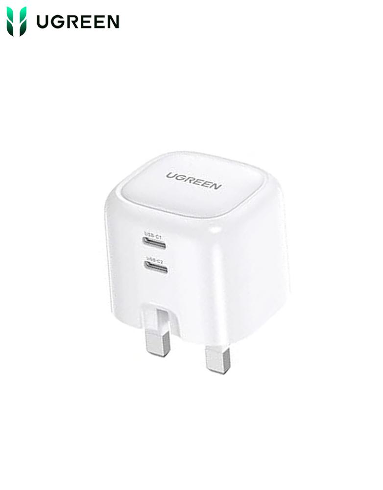 شاحن جداري 45 واط UGREEN CD294 - منفذين Type-C - شحن السريع GaN - أبيض