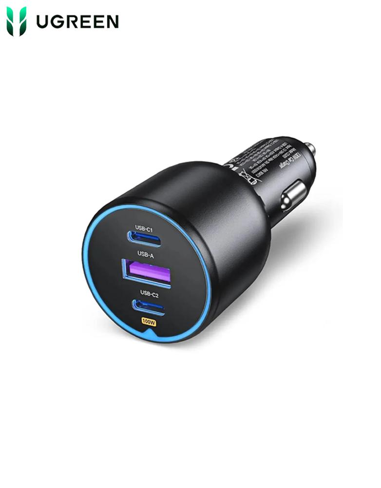 شاحن سيارة بقوة 130 واط UGREEN CD293 - ثلاثة منافذ Type-C و USB - أسود