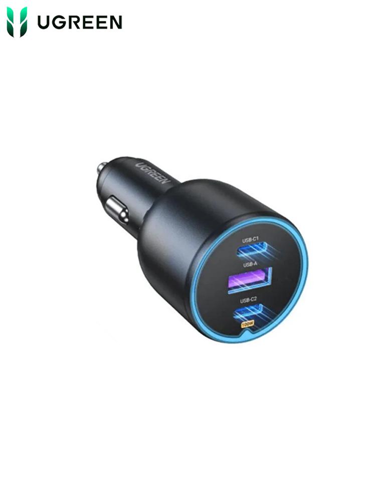 شاحن سيارة بقوة 130 واط UGREEN CD293 - ثلاثة منافذ Type-C و USB - أسود