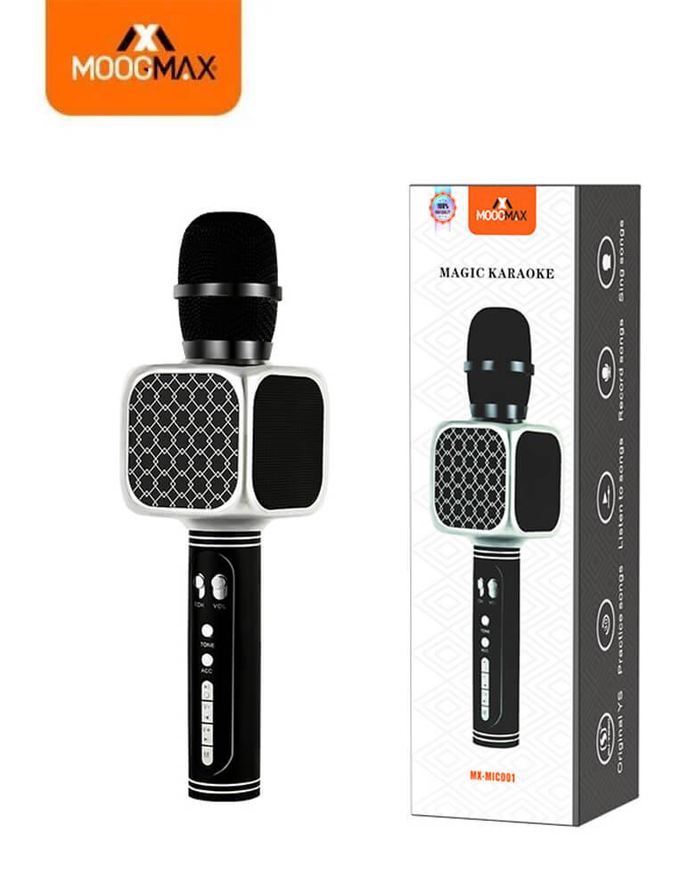 MOOGMAX مايكروفون ومكبر صوت ضمان سنتين بلون أسود