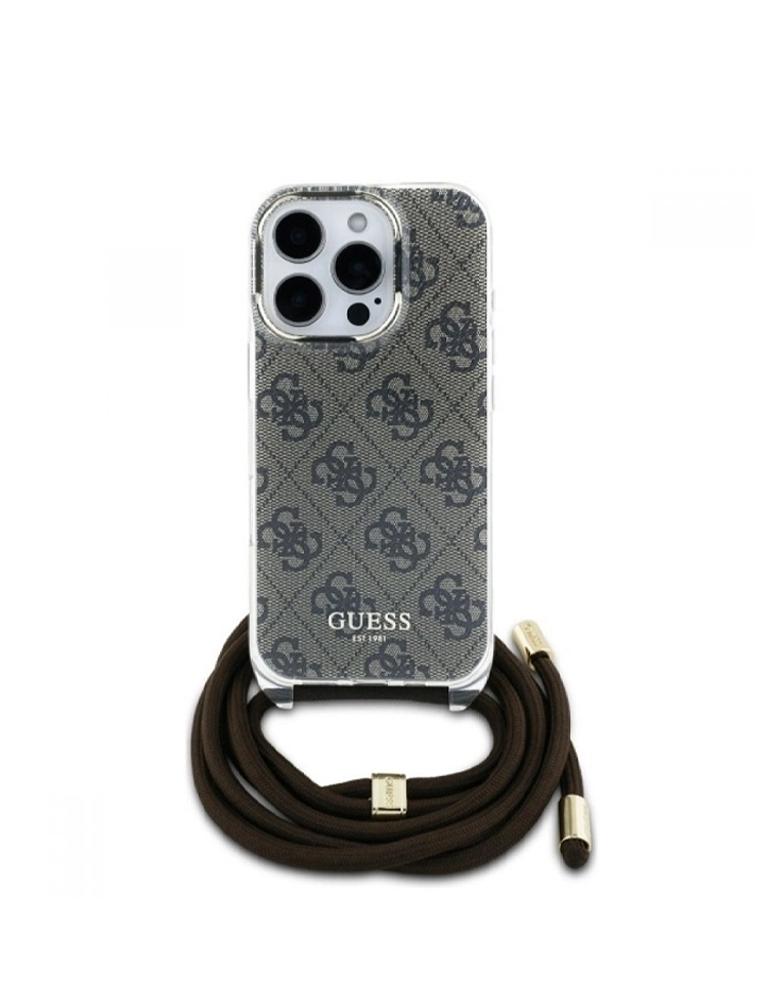 كفر ايفون 16 برو ماكس GUESS - تصميم نقشة 4G وشعار GUESS - حبل حول الرق