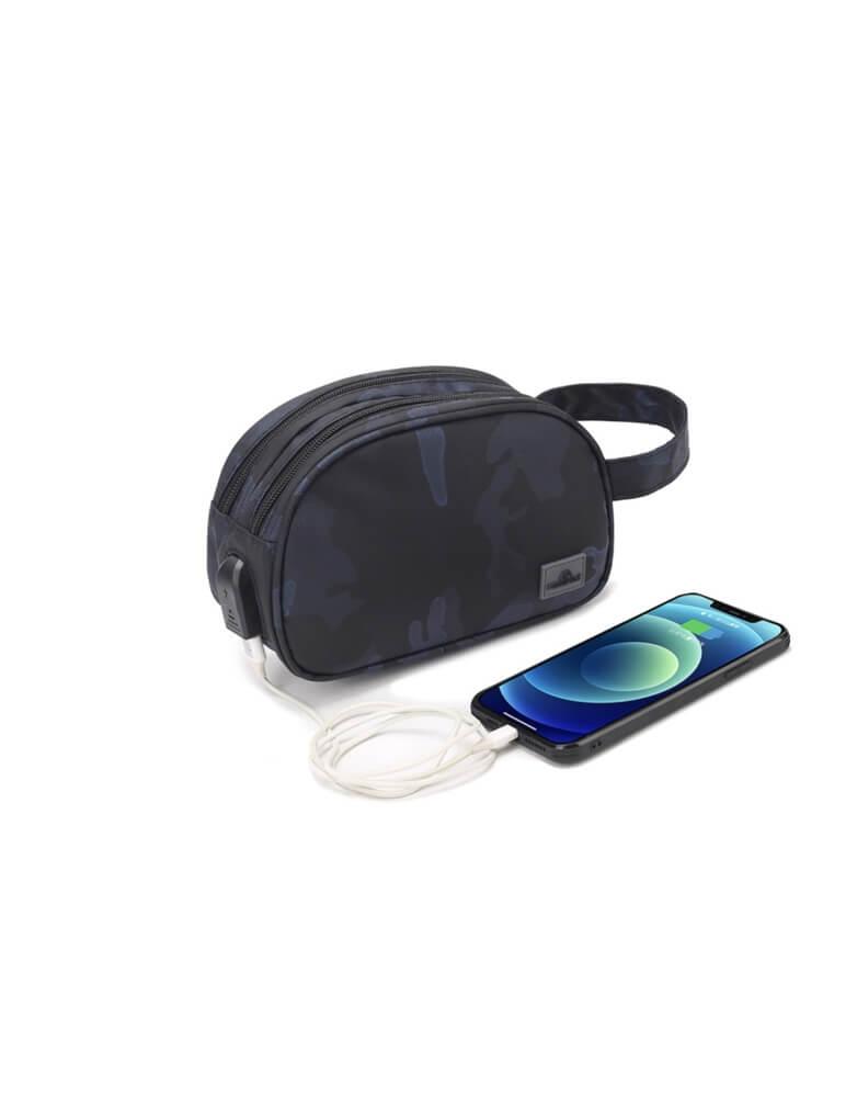 حقيبة يد سحابين MOOGMAX MX-B006 ضد الماء وبمنفذ USB - أسود بنقاط أزرق