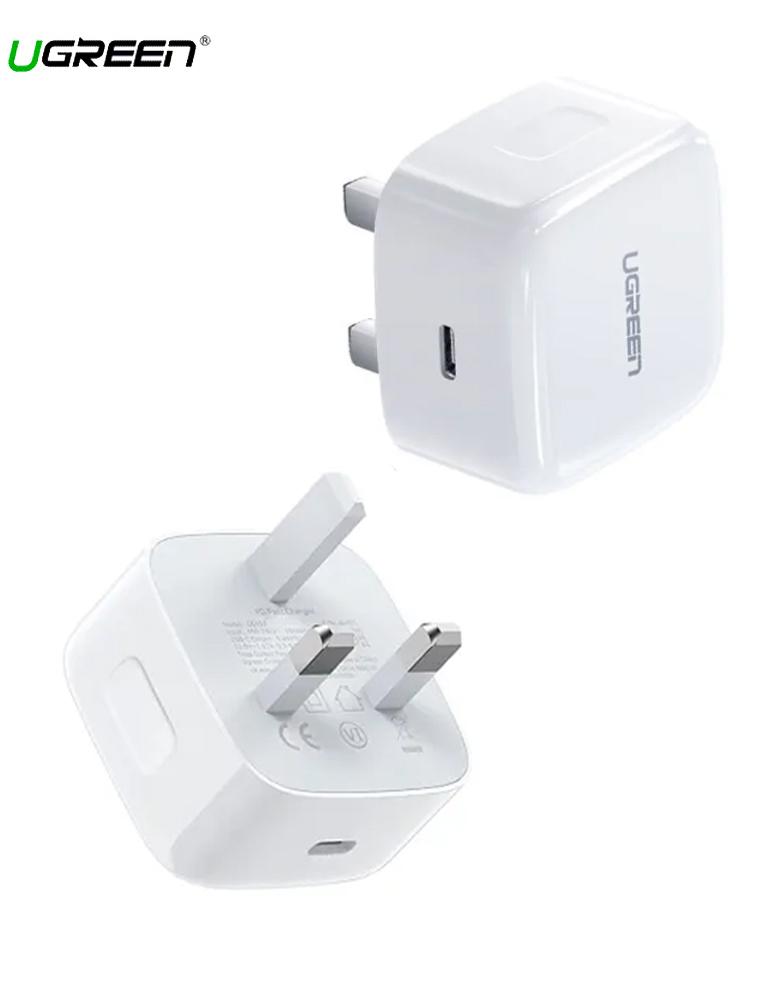 شاحن جداري مع كابل ايفون UGREEN CD137 - شاحن بقوة 20 واط منفذ Type-C