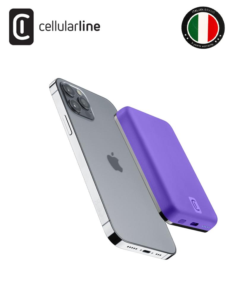 خازن شحن لاسلكي بسعة 5 الف Cellularline شحن مغناطيسي ومنفذ شحن تايب سي
