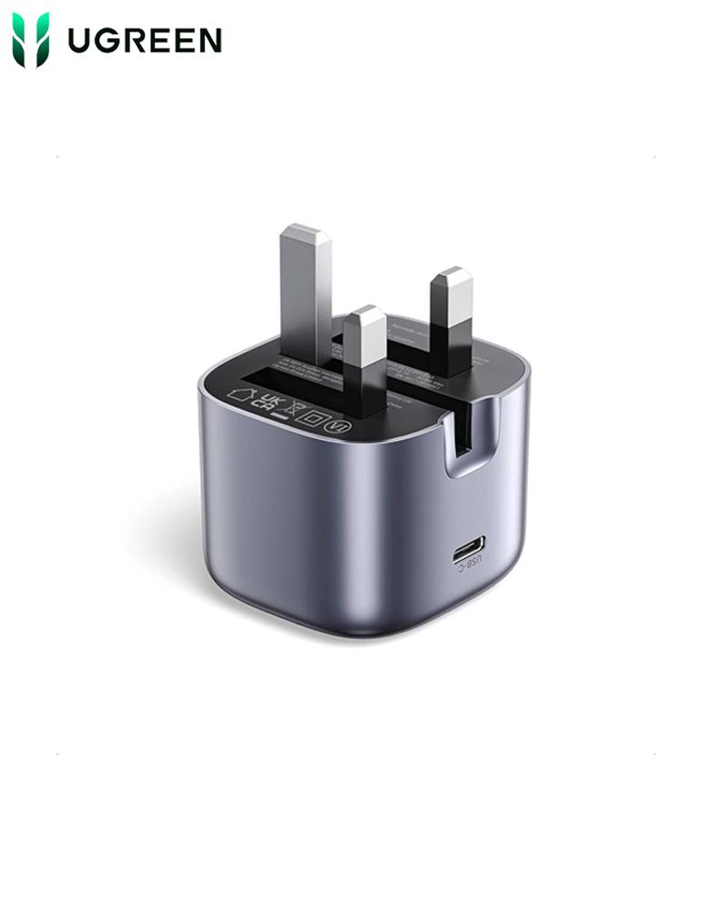 شاحن جداري 20 واط UGREEN CD305 Type-C -شحن السريع بتقنية GaN - رمادي