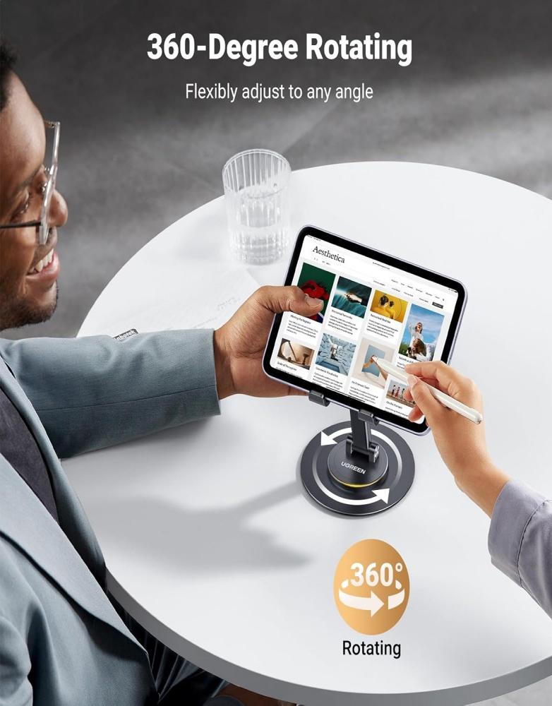 ستاند جوال مكتبي UGREEN LP805 - قابل للطي والتعديل والدوران 360 - أسود