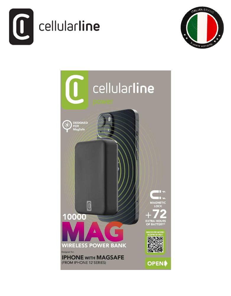 باور بانك وايرلس بسعة 10 الف مللي أمبير Cellularline شحن مغناطيسي ومنف