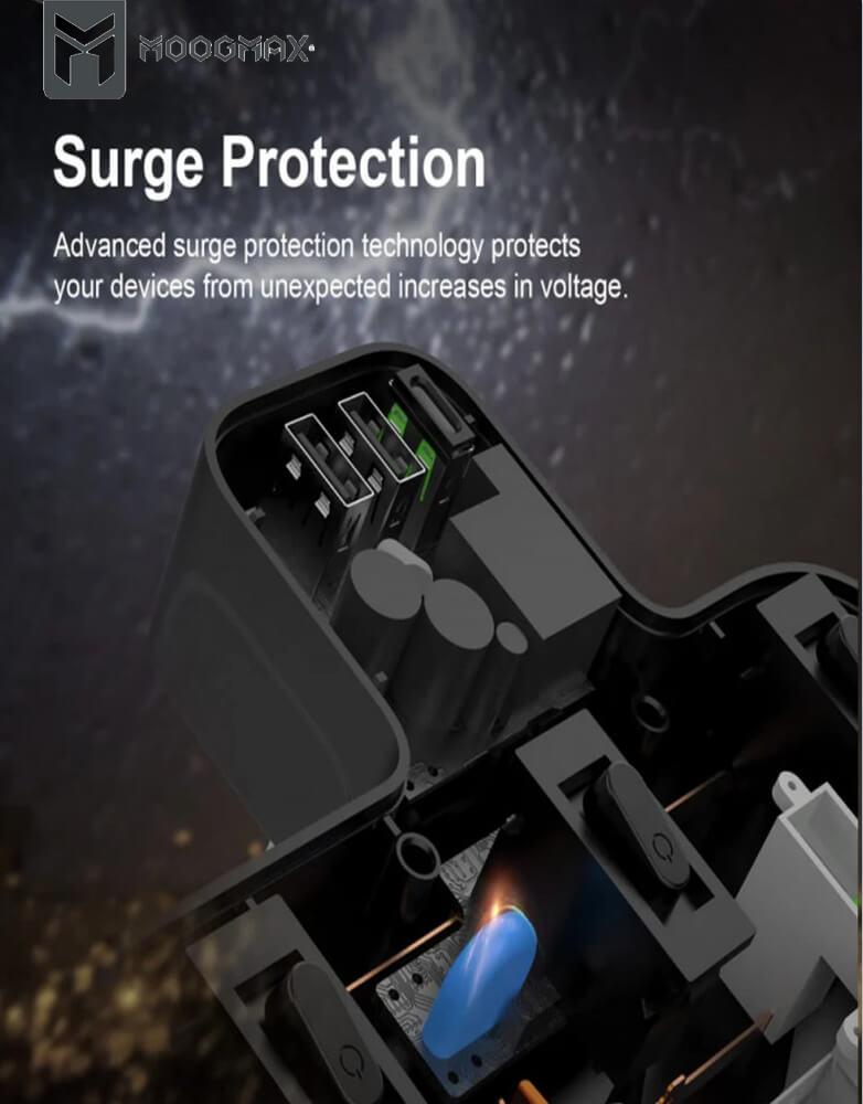 موج ماكس توصيلة كهربائيه جدارية بــ 3 منافذ كهرباءو 2 USB و منفذ PD