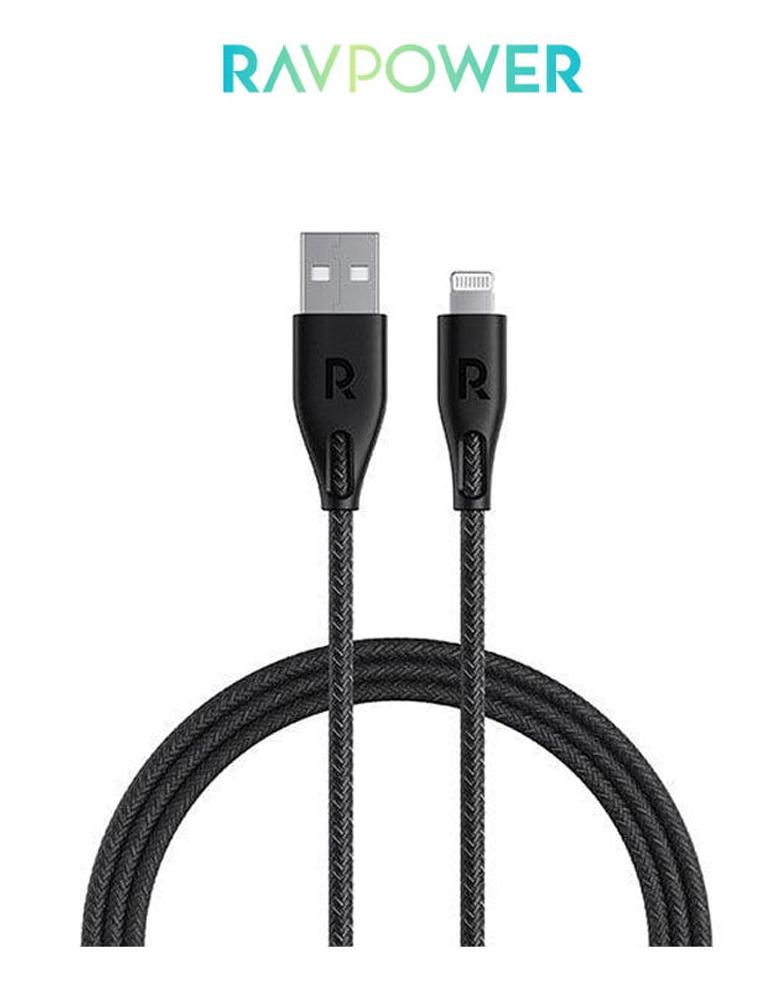 كيبل شحن نايلون راف باور من USB-A إلى لايتنينق متر الأصلي- RAVPower RP