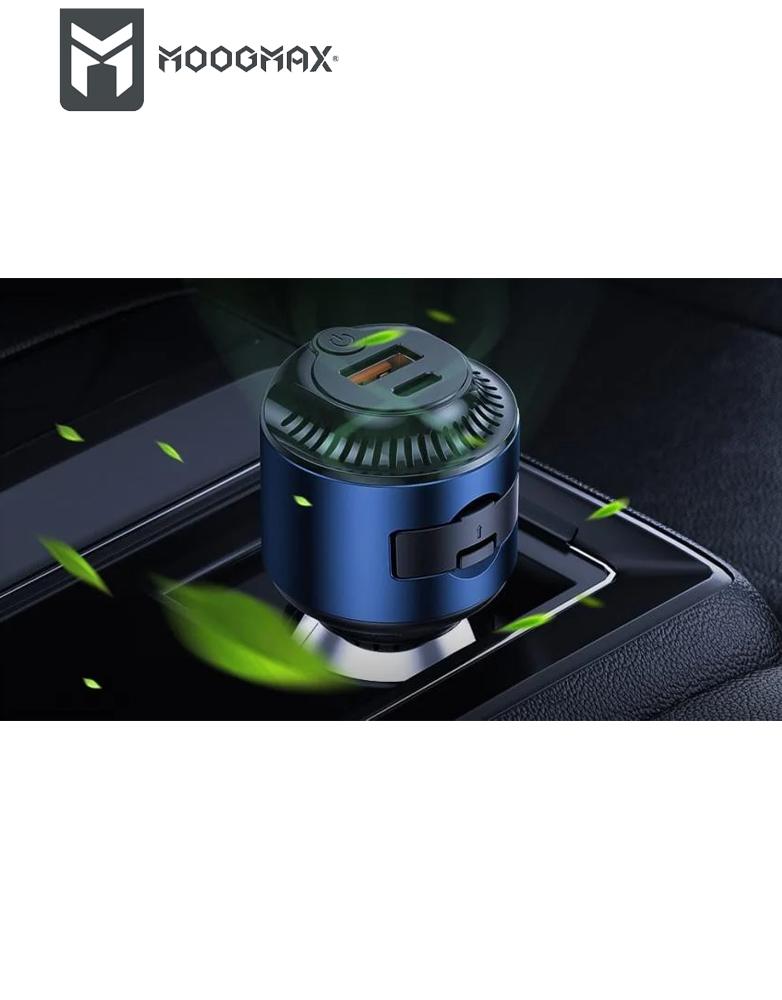 شاحن سيارة 60 واط MOOGMAX MA32 - منفذين Type-C و USB - مع فواحة عطرية