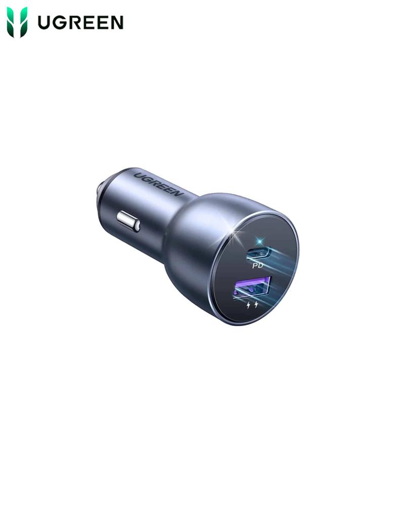 شاحن سيارة بقوة 52 واط UGREEN CD213 - منفذ Type-C - منفذ USB -  رمادي