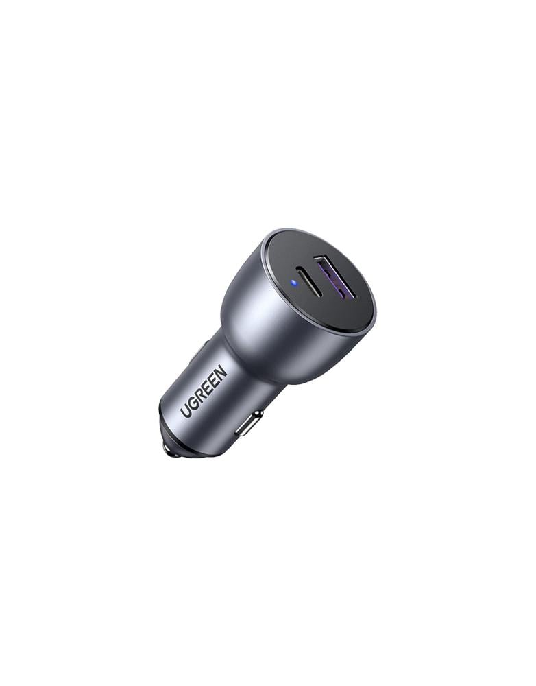 شاحن سيارة بقوة 52 واط UGREEN CD213 - منفذ Type-C - منفذ USB -  رمادي