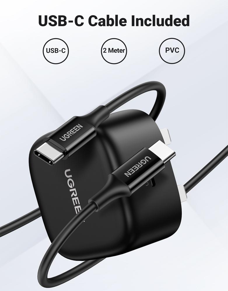 شاحن جداري مع كابل تايب سي UGREEN CD137 - شاحن بقوة 25 واط منفذ Type-C
