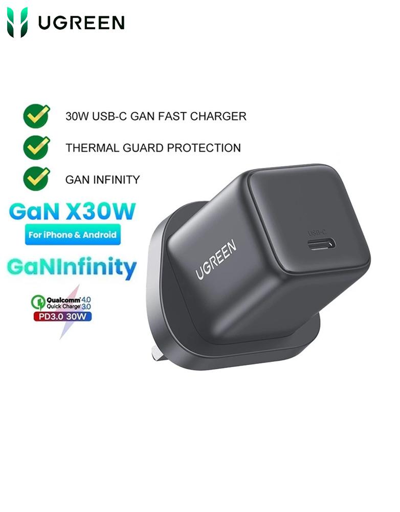 شاحن جداري 30 واط UGREEN X513 - منفذ Type-C - شحن سريع PD وبتقنية GaNش