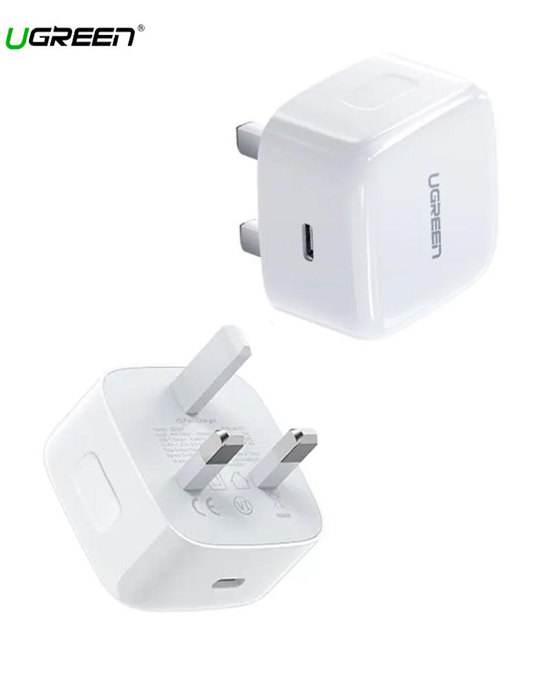 شاحن جداري 20 واط UGREEN CD137 - منفذ Type-C - بتقنية PD لشحن السريع