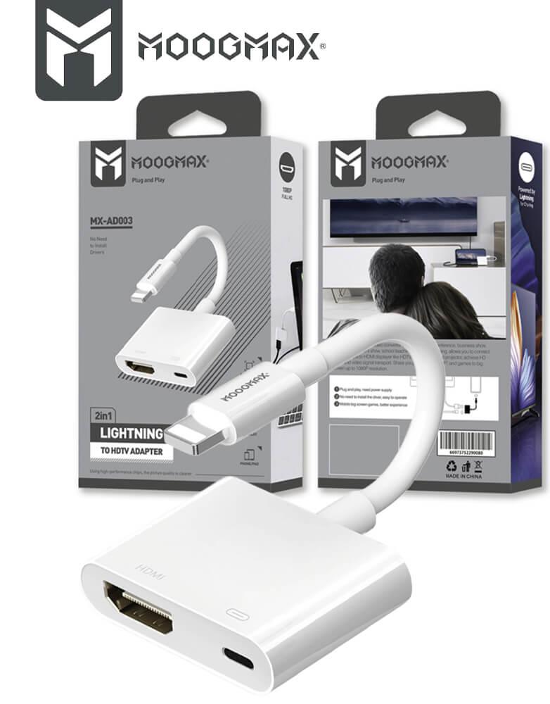 محتويات محول موج ماكس Lightning إلى HDMI رقمي Av باللون الأبيض