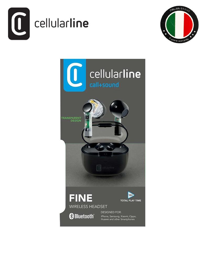 سماعه بلوتوث إيربودز Cellularline تصميم شفاف صوت نقي 10 ساعات من الاس