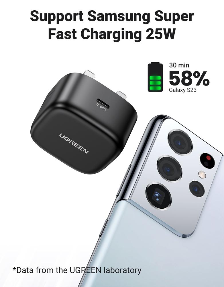 شاحن جداري مع كابل تايب سي UGREEN CD137 - شاحن بقوة 25 واط منفذ Type-C