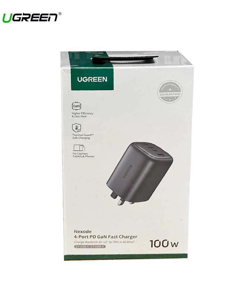 شاحن جداري 100 واط UGREEN CD226 - بـ3 منافذ Type-C ومنفذ USB-A - رمادي