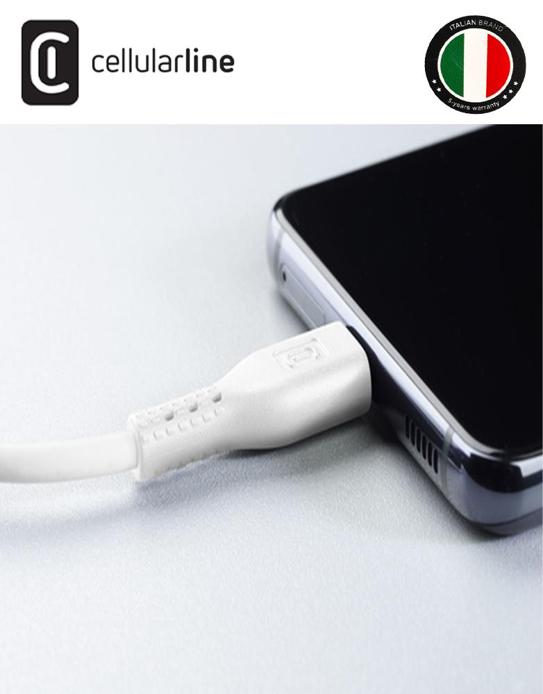 كيبل Cellularline يو اس بي الى تايب سي طول 2 متر يدعم الشحن السريع أبي