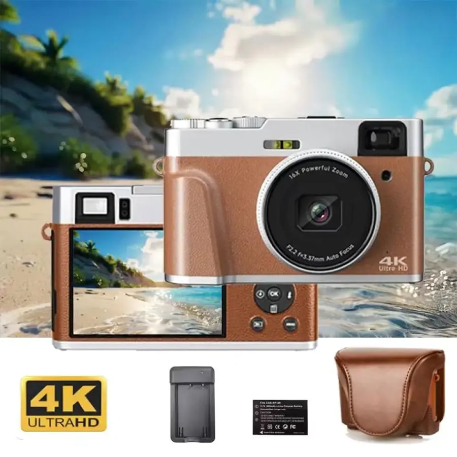 كاميرا رقمية 4K 48MP بشاشة قابلة للطي 16X