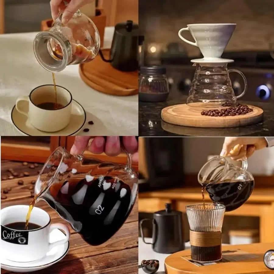 إبريق قهوة زجاجي 350مل مع غطاء