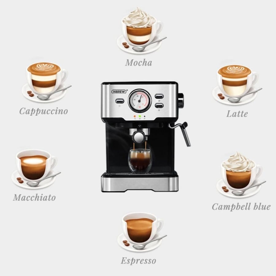 آلة قهوة إسبريسو HiBREW شبه أوتوماتيكية 20 بار