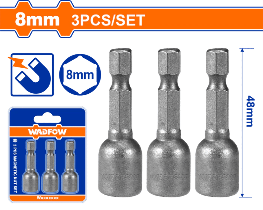 Wadfu Magnetic Nut Set 8 mm 3 Pieces