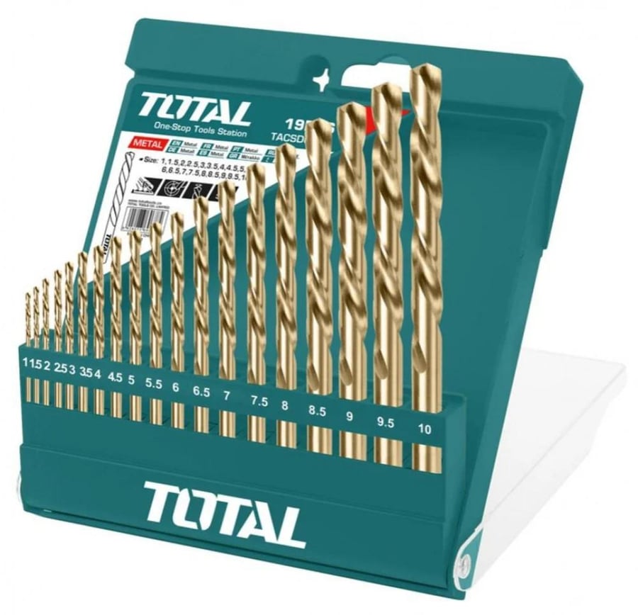 توتال TOTAL طقم ريش 19 قطعة ستانلس ستيل (1-10 ملم )TACSD0195