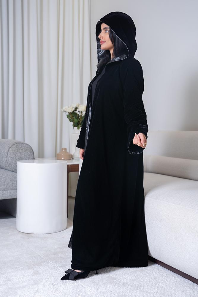 Winter abaya double face velvet and leather