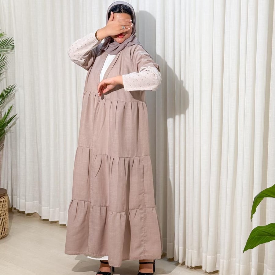 Linen abaya soft with creases