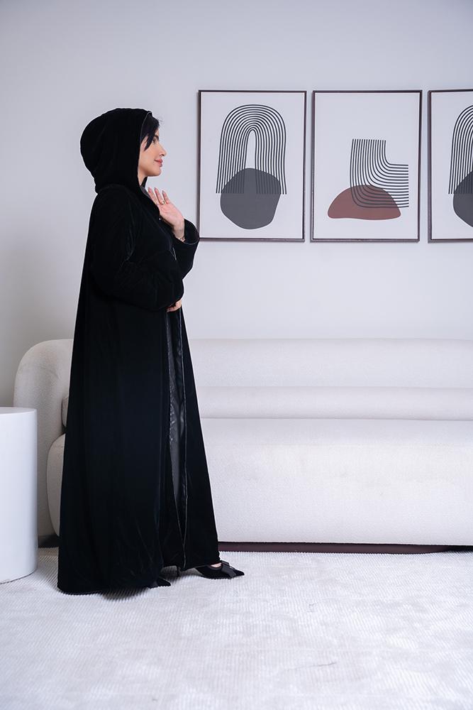 Winter abaya double face velvet and leather