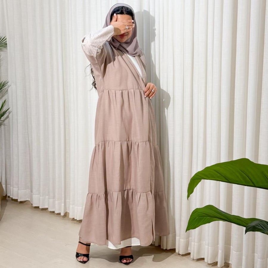 Linen abaya soft with creases