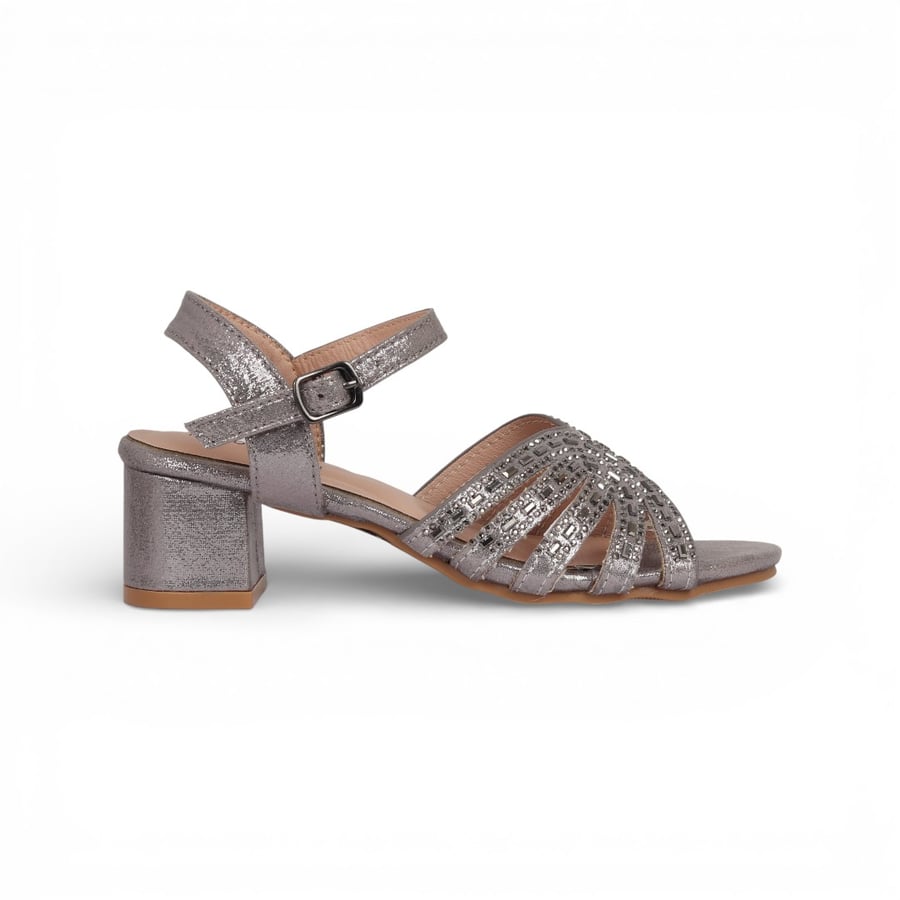 Girls' sandal heel set + girls' bag from Madeline in gray color