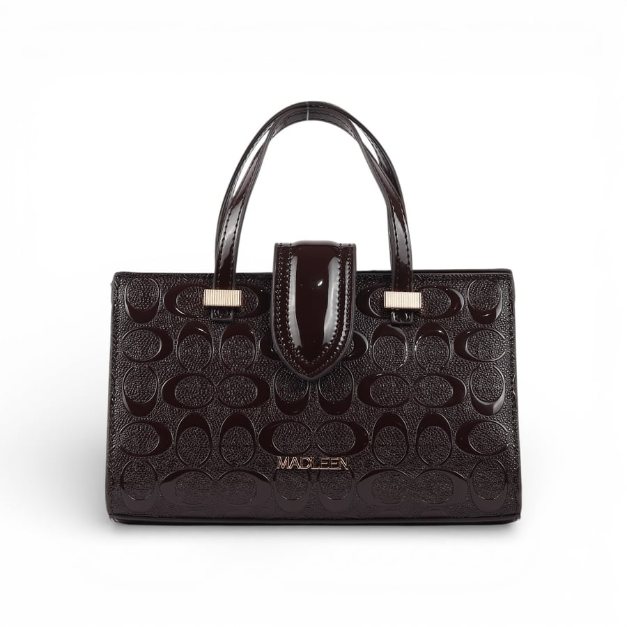 Glossy leather bags from Madeline, coffee color