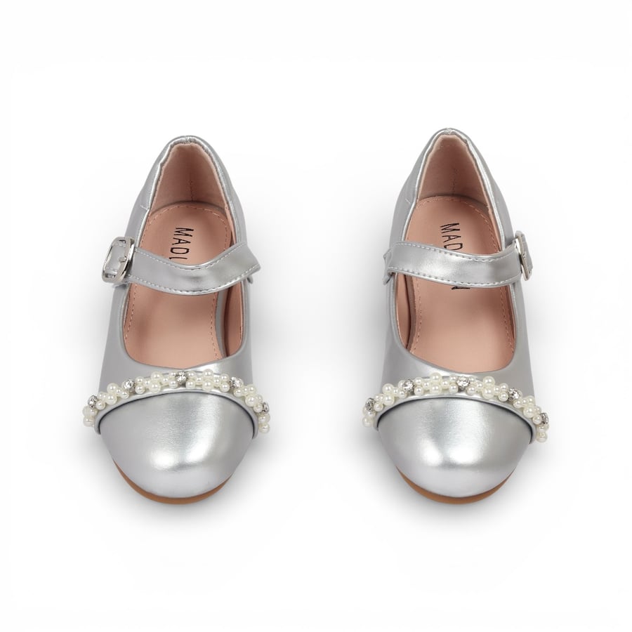 Girls' set flat shoes + girls' bag from Madeline in silver color