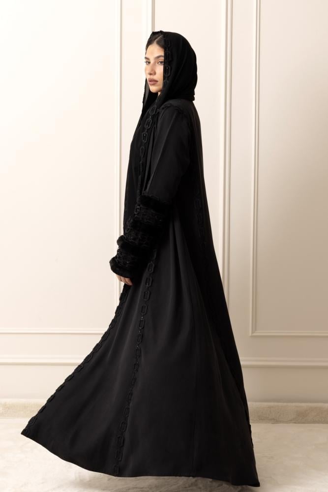 Black Furr Abayah
