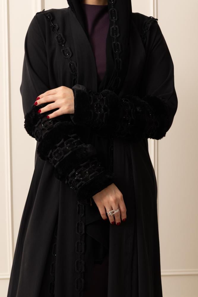 Black Furr Abayah