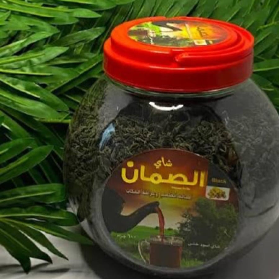 شاي الصمان ورق600 جرام علبة بلاستيك مدور