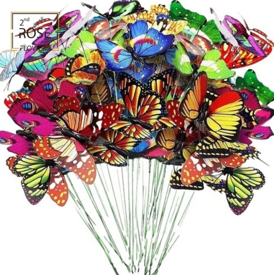 Colorful butterflies on a T-shirt stand