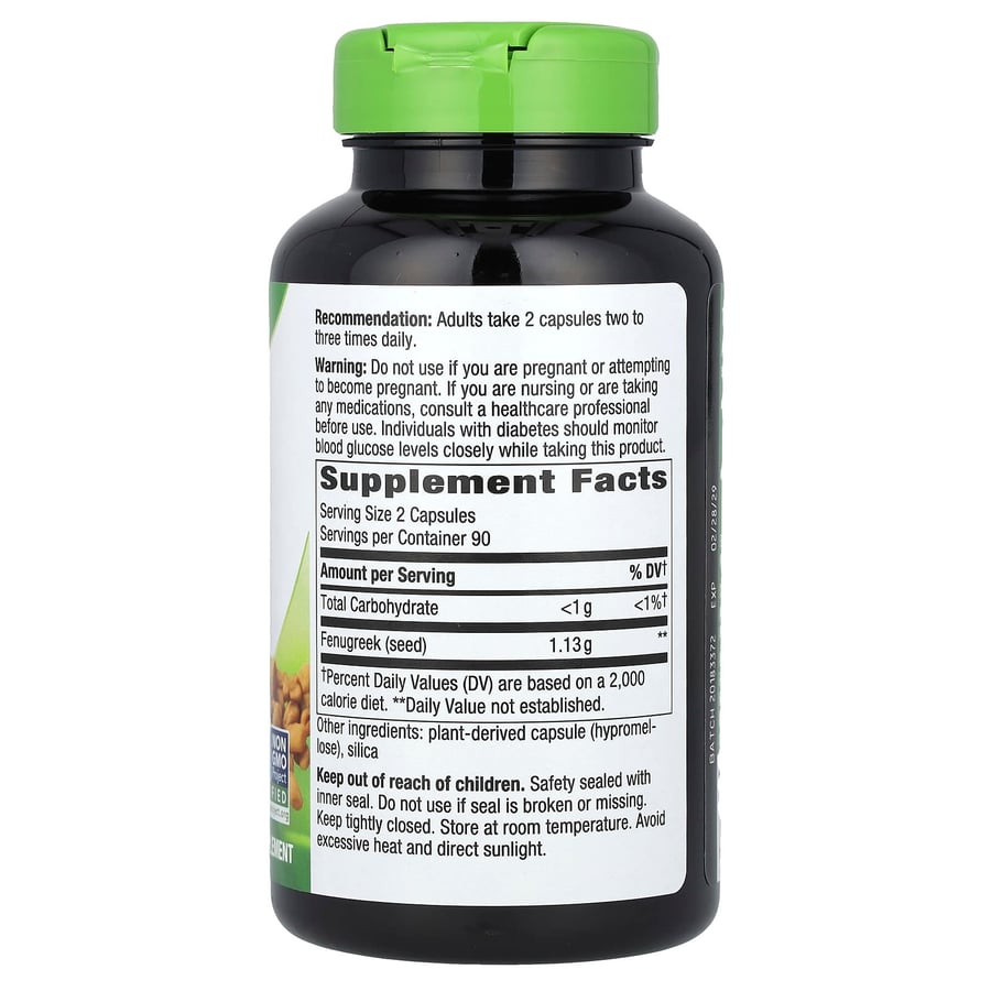 Nature's Way, Fenugreek Seed, 1,220 mg, 180 Veggie Capsules (610 mg per Capsule)
