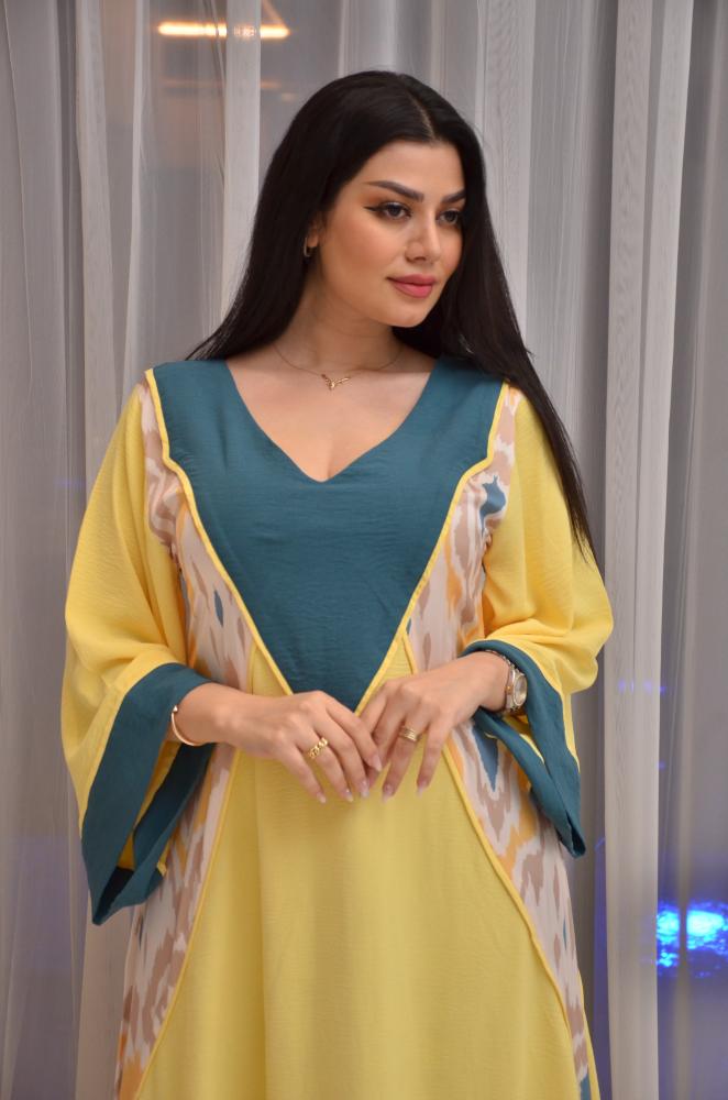 جلابيه كريب ساده مع قماش حرير