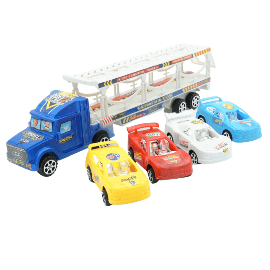 Car transport truck with 4 race cars (KB8927)