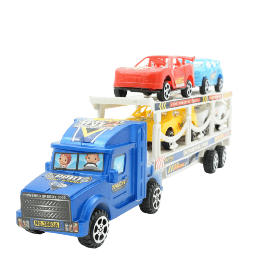 Car transport truck with 4 race cars (KB8927)