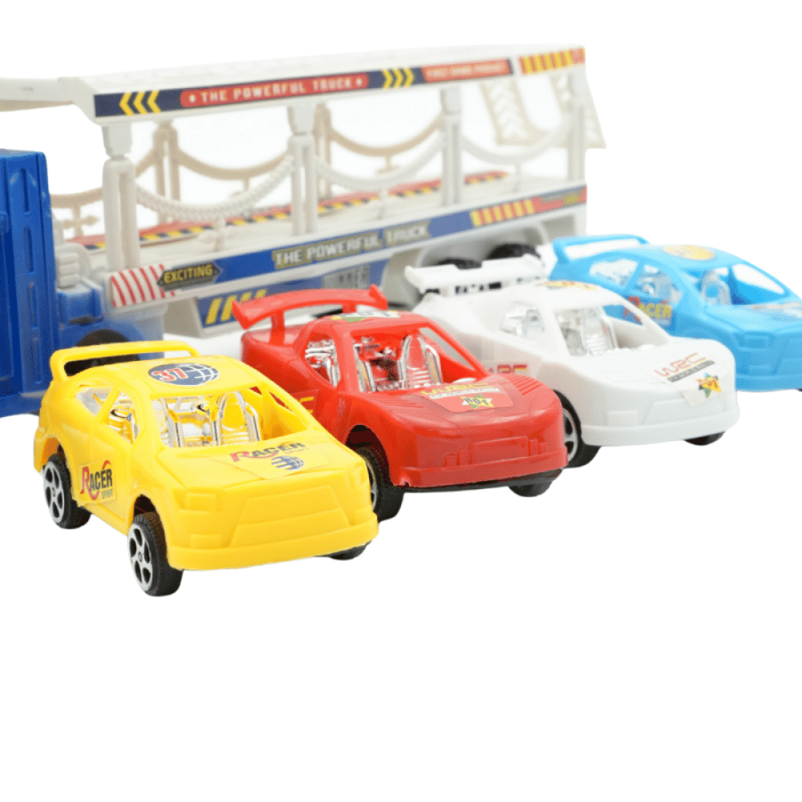 Car transport truck with 4 race cars (KB8927)