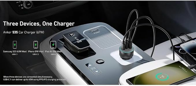شاحن من أنكر بتقنية USB، متوافق مع الهواتف الذكية والتابلت، بثلاثة منافذ