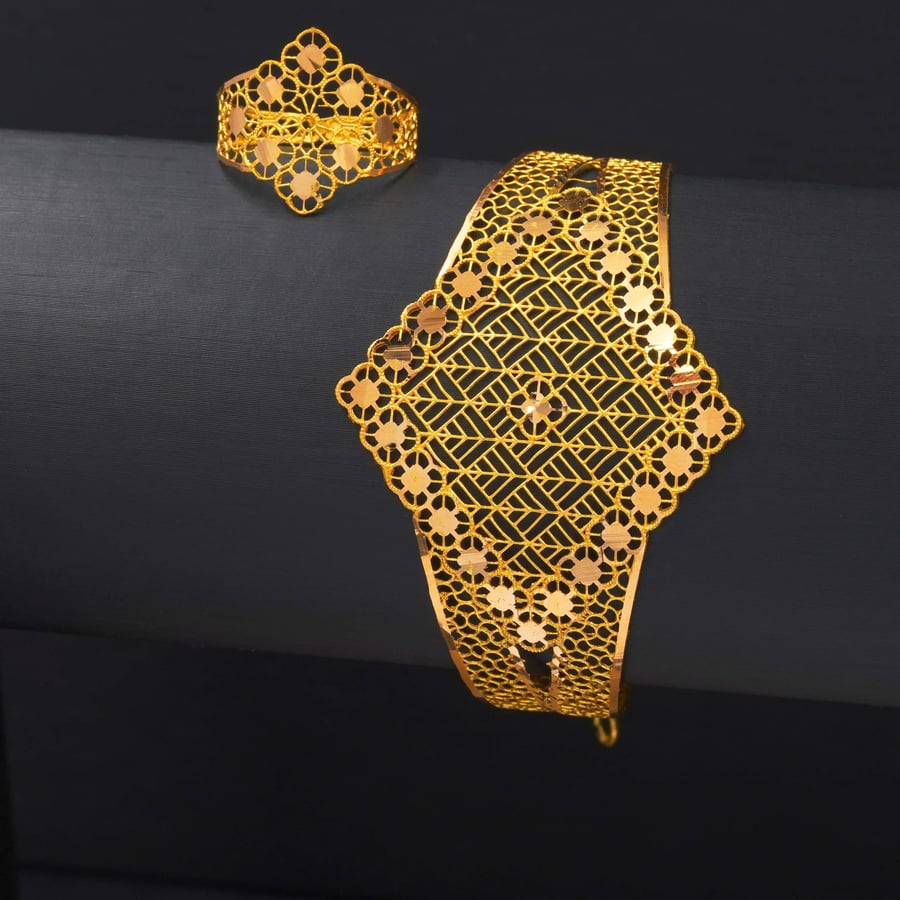 سوارة وخاتم ذهب عيار 21  (B2430)